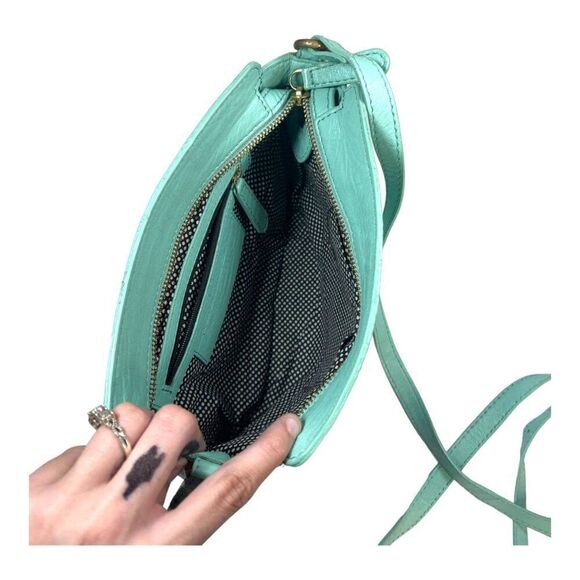 Leather Crossbody Bag Purse Clever Carriage Company Mint Green Genuine Leather - Picture 4 of 7